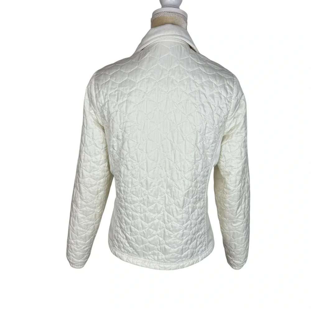 LL Bean Jacket Womens Size Small‎ Off White Cream Quilted Thinsulate Lightweight